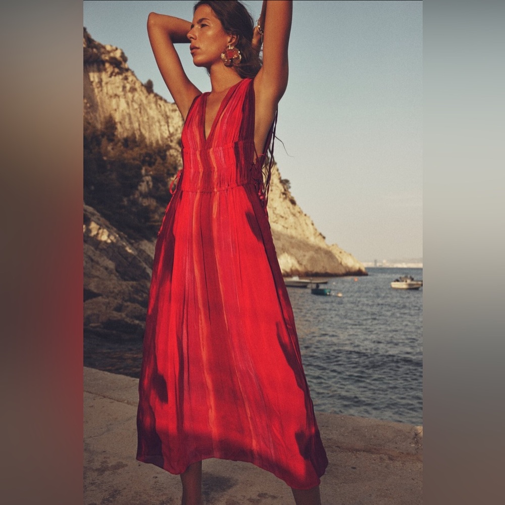 Zara boho sleeveless midi dress XS